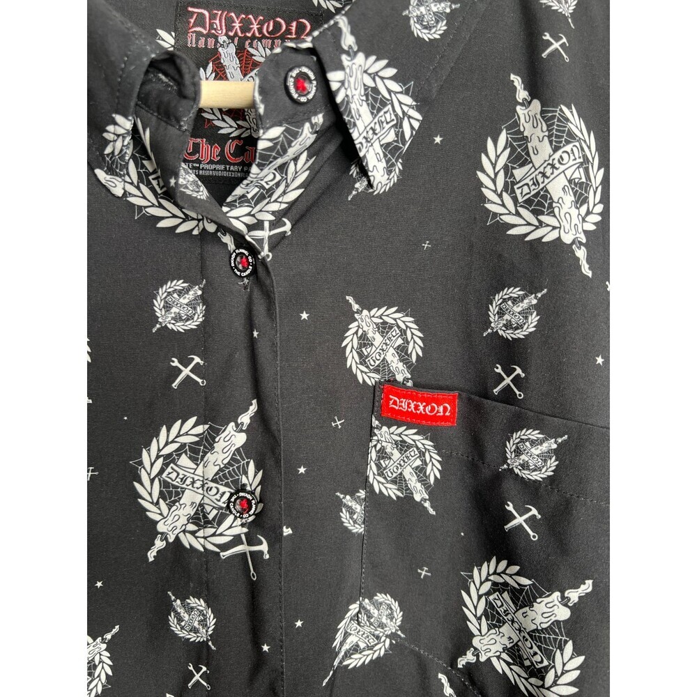 Dixxon Flannel The Candle Shirt Womens XL Stretch Polyester Blend Button Up - Picture 6 of 6